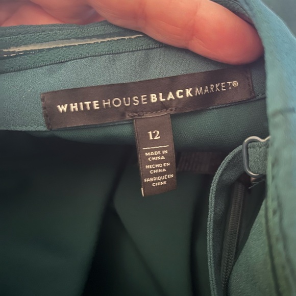 White House Black Market Bustier top gathered waist  rhinestone brooch. Size 12 - Picture 10 of 12